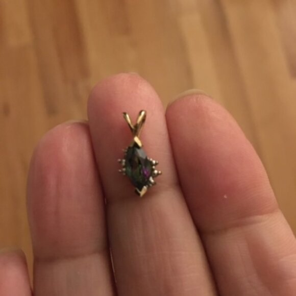 14K Gold Petite Mystic Fire Pendant Necklace - Picture 2 of 5